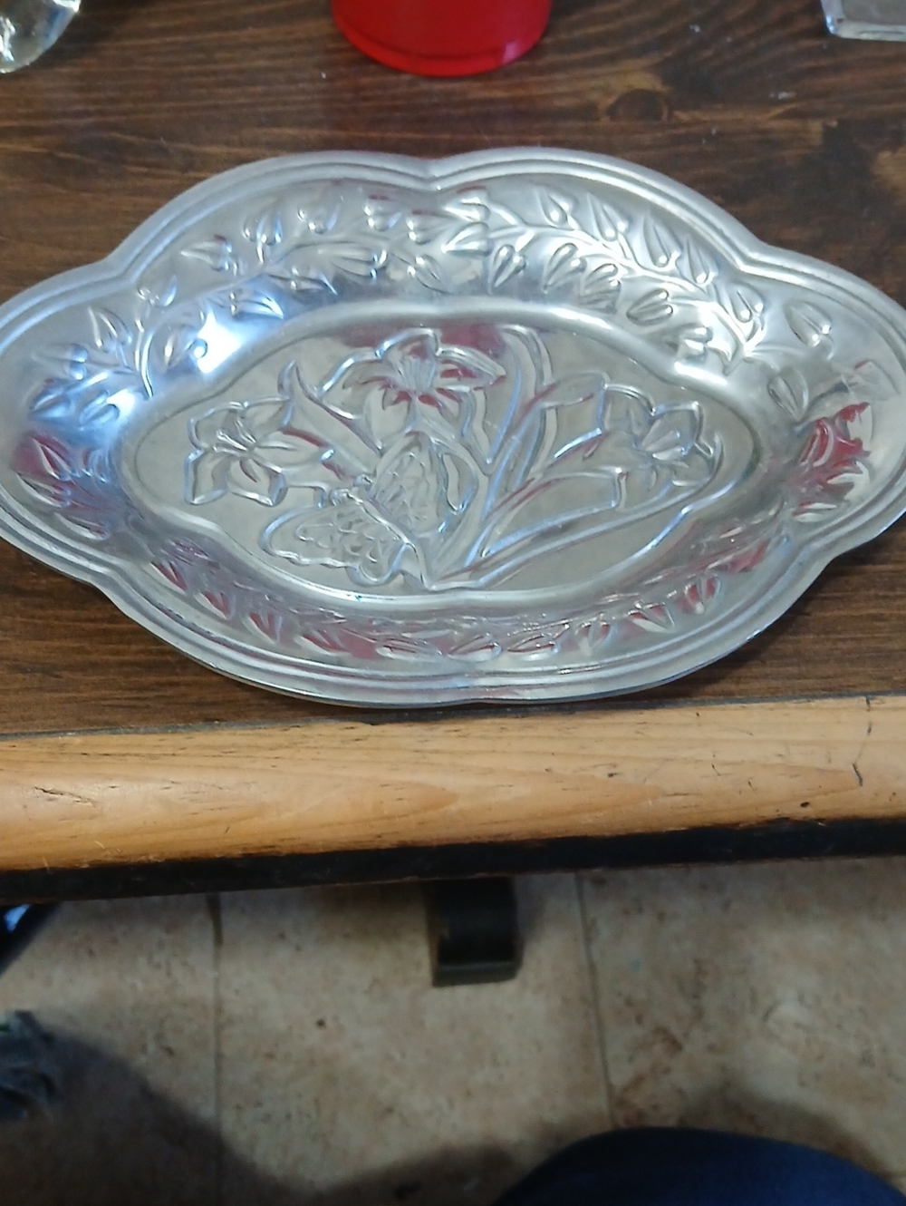 Lenox Silver Floral Embossed Vanity Tray